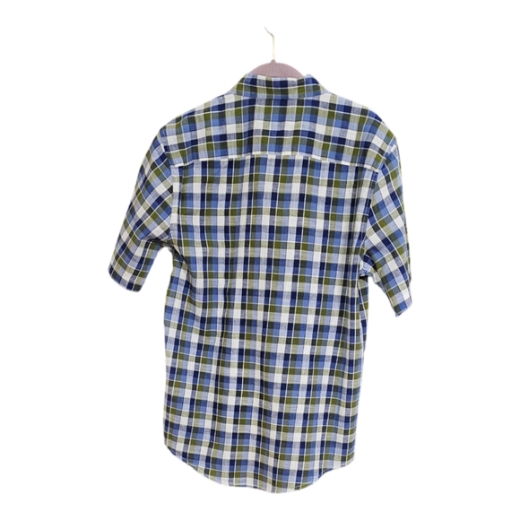 BASIC EDITIONS Men's  Button-down Plaid Short Sleeve Short M - Picture 5 of 6